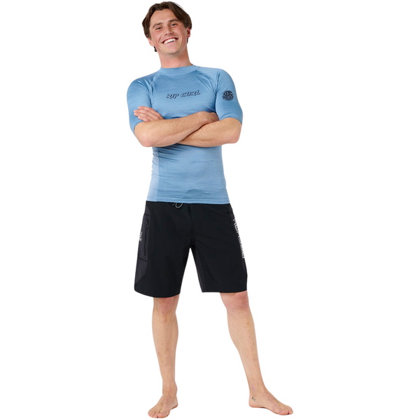 2026 Rip Curl Mens Dawn Patrol UPF Performance Short Sleeve Rash Vest 16CMRV - Faded Denim